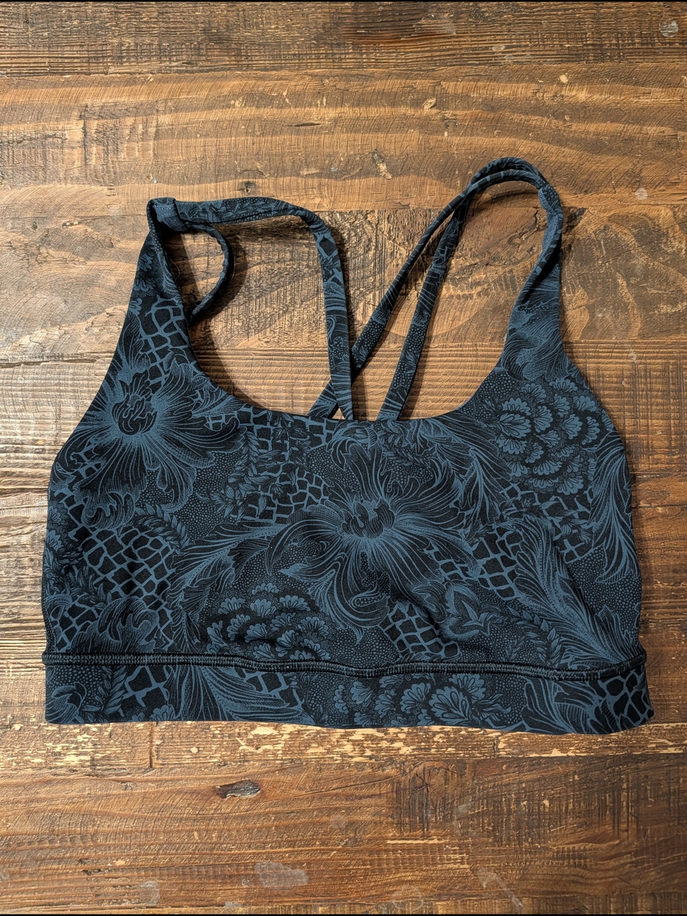 Lululemon Black Floral-Print Energy Bra